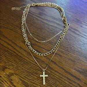 Elegant Gold Plated Cross Pendant Necklace